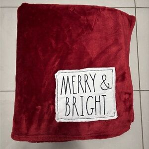 Rae Dunn Red Merry & Bright Throw Blanket